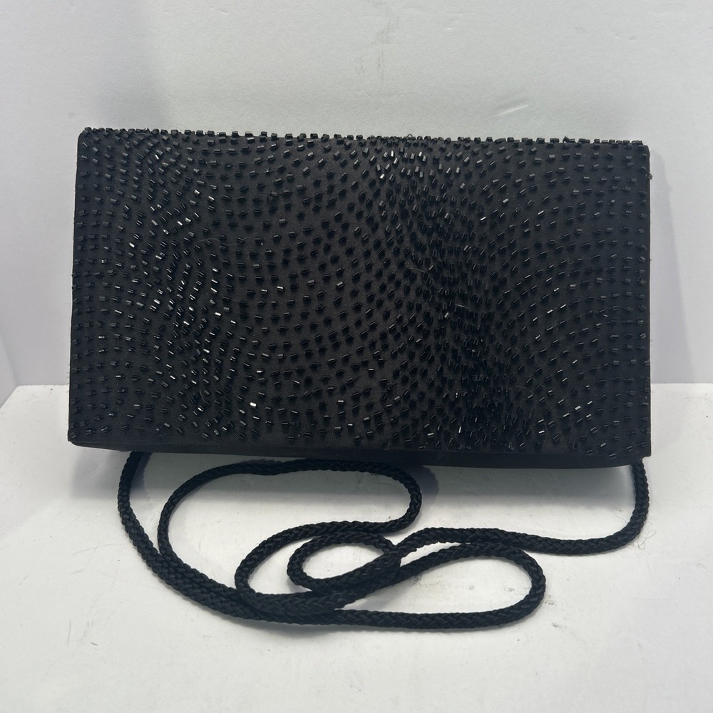Unbranded Clutch Purse Women Small Black Excellent Beaded Shoulder Strap